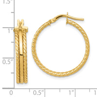 Thumbnail for 14k Polished Textured Hoops
