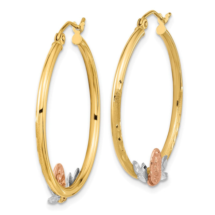 14K Tri-color Guadalupe Hoop Earrings