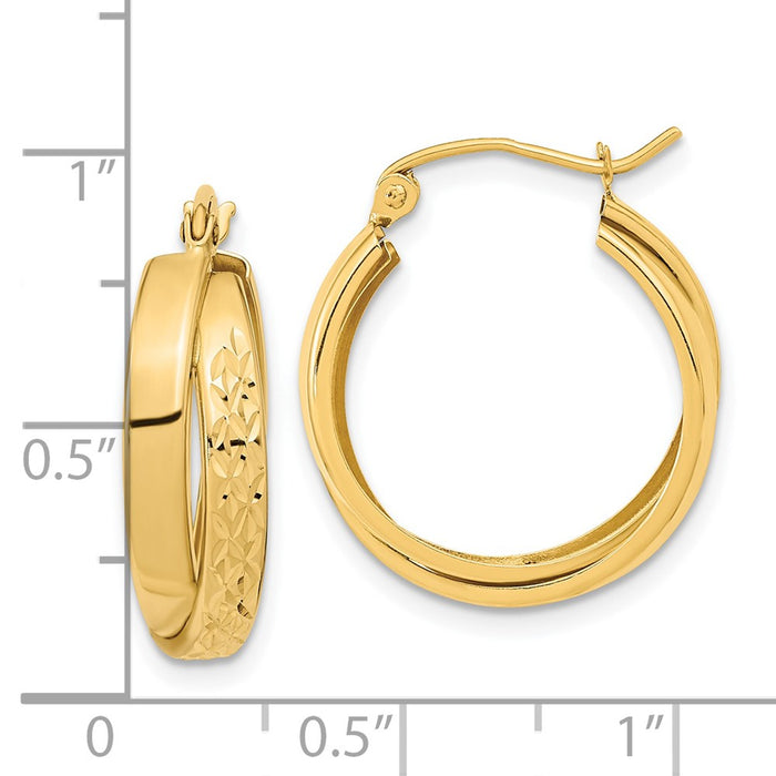 14k Polished Diamond-cut Twist Hoop Earrings