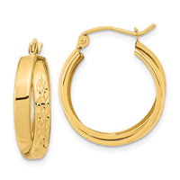 Thumbnail for 14k Polished Diamond-cut Twist Hoop Earrings