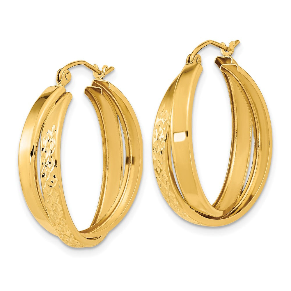 14k Polished Diamond-cut Twist Hoop Earrings