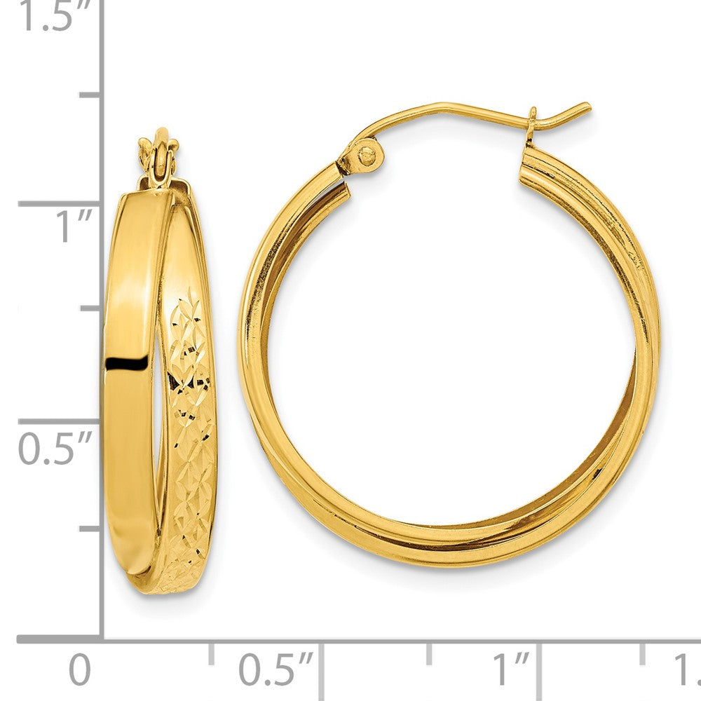 14k Polished Diamond-cut Twist Hoop Earrings