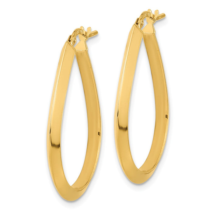 14k Polished 2.75mm Knife Edge Teardrop Shape Hoop Earrings