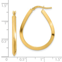 Thumbnail for 14k Polished 2.75mm Knife Edge Teardrop Shape Hoop Earrings