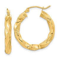 Thumbnail for 14k Polished & D/C Twist Hoop Earrings