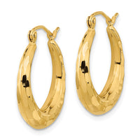 Thumbnail for 14k Polished Diamond-cut Hoop Earrings