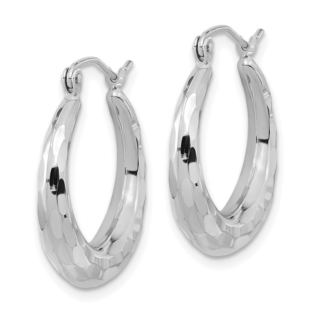 14k Polished Diamond-cut Hoop Earrings