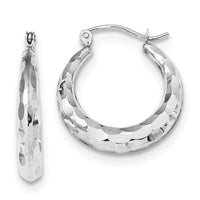 Thumbnail for 14k Polished Diamond-cut Hoop Earrings