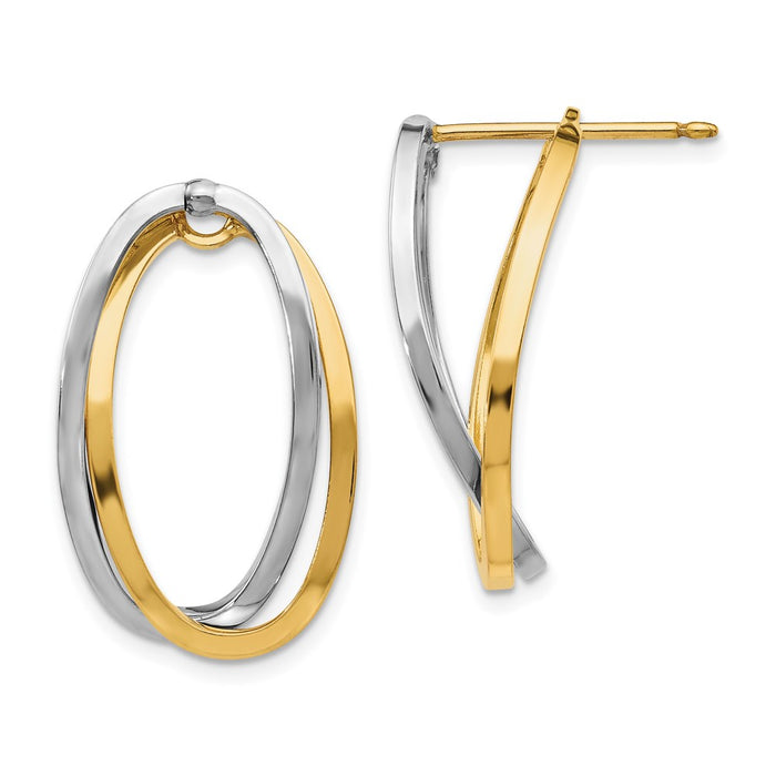 14k Two-Tone Polished Versatile Oval Post Earrings