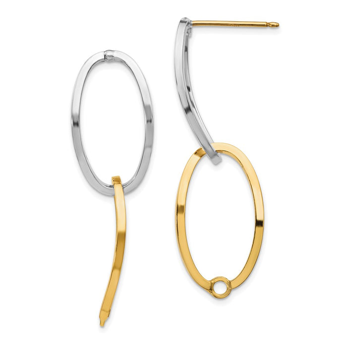 14k Two-Tone Polished Versatile Oval Post Earrings