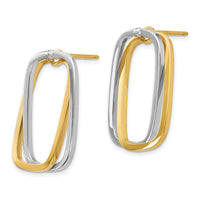 Thumbnail for 14k Two-Tone Fancy Versatile Rectangle Post Earrings