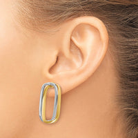 Thumbnail for 14k Two-Tone Fancy Versatile Rectangle Post Earrings