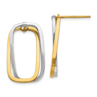Thumbnail for 14k Two-Tone Fancy Versatile Rectangle Post Earrings