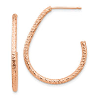 Thumbnail for 14k Rose Gold Polished Diamond-cut Post Dangle Earrings