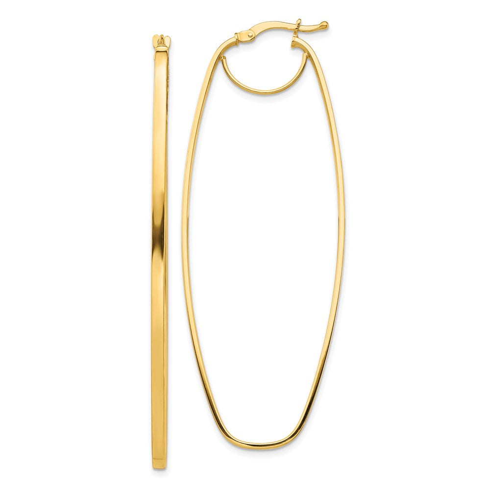 14k Polished 3mm Oval Dangle Hoop Earrings