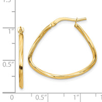Thumbnail for 14k Polished Twisted Fancy Triangle Hoop Earrings