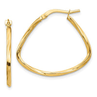 Thumbnail for 14k Polished Twisted Fancy Triangle Hoop Earrings