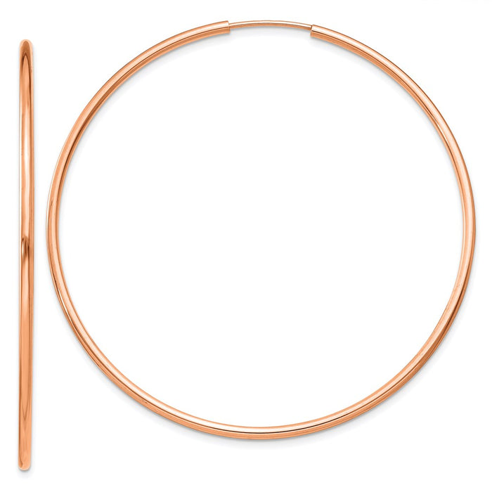 14k Rose Gold 1.5mm Polished Endless Hoop Earrings