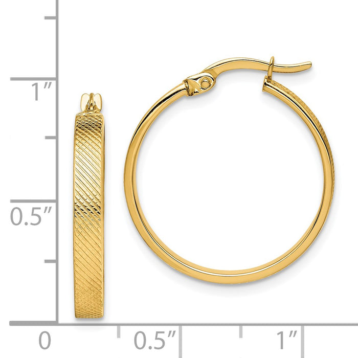 14K Textured Hoop Earrings