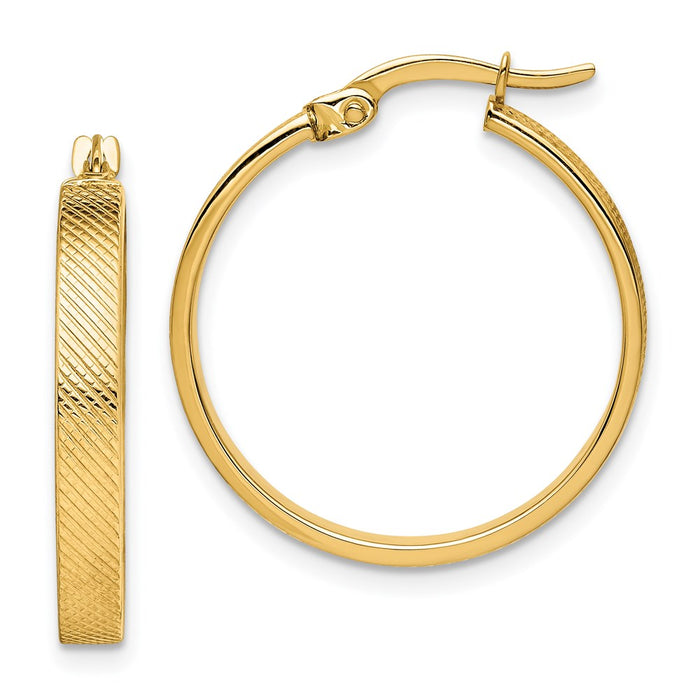 14K Textured Hoop Earrings