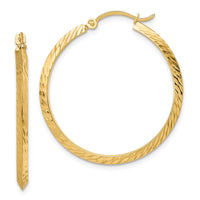 Thumbnail for 14K Polished Diamond-Cut Hoop Earrings