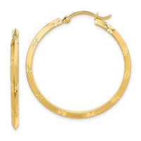 Thumbnail for 14K Polished Diamond-Cut Hoop Earrings