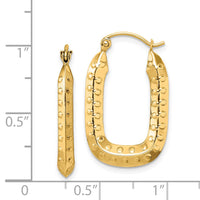 Thumbnail for 14k Polished Textured Rectangle Hoop Earrings