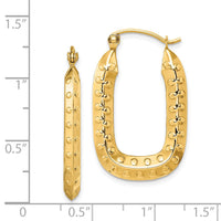 Thumbnail for 14k Polished Textured Rectangle Hoop Earrings