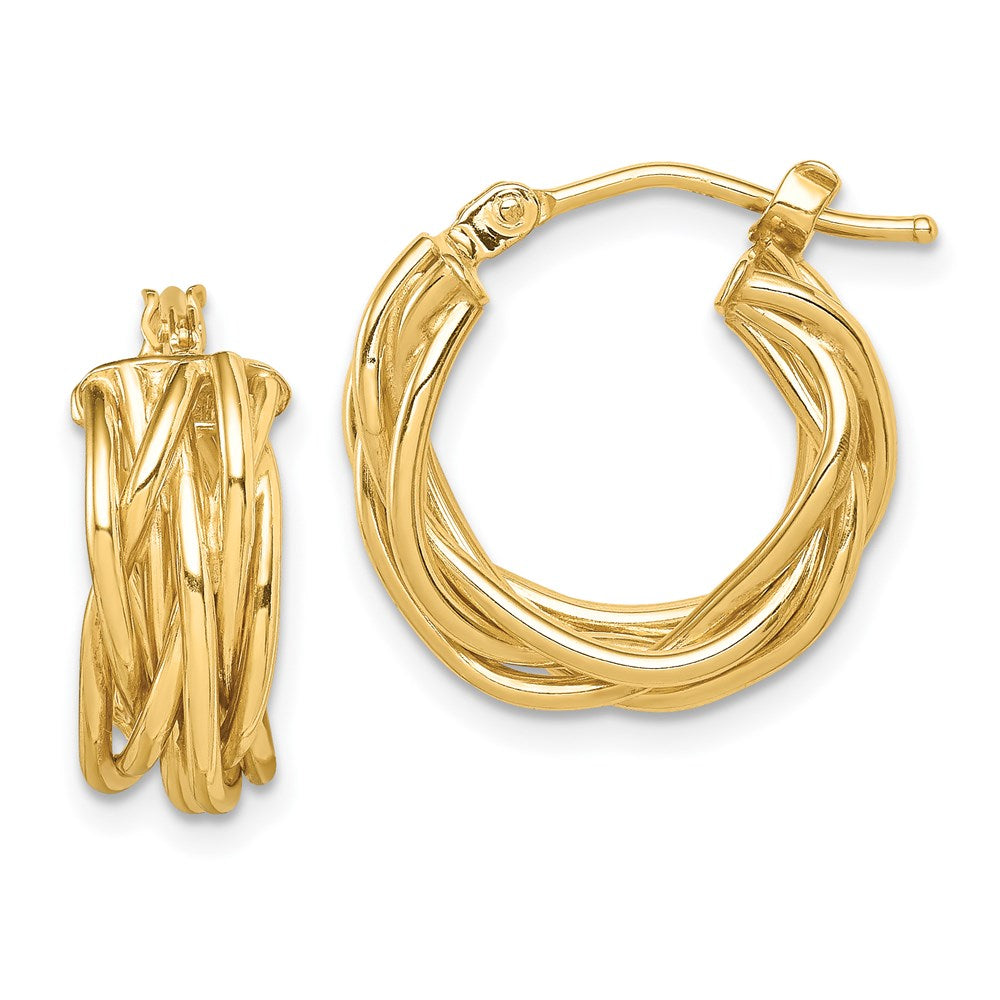 14k Polished Braided Hoop Earrings