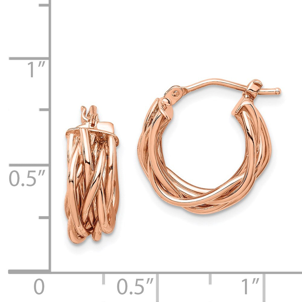 14k Rose Polished Braided Hoop Earrings