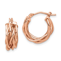 Thumbnail for 14k Rose Polished Braided Hoop Earrings