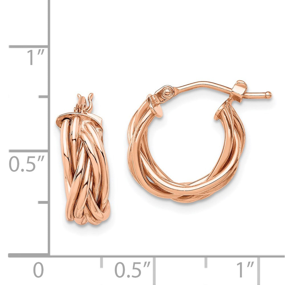 14k Rose Polished Braided Hoop Earrings