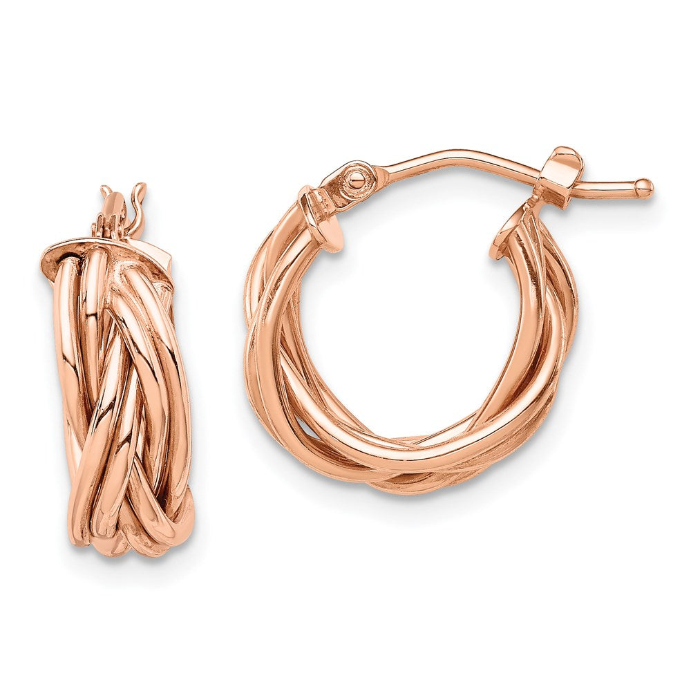 14k Rose Polished Braided Hoop Earrings