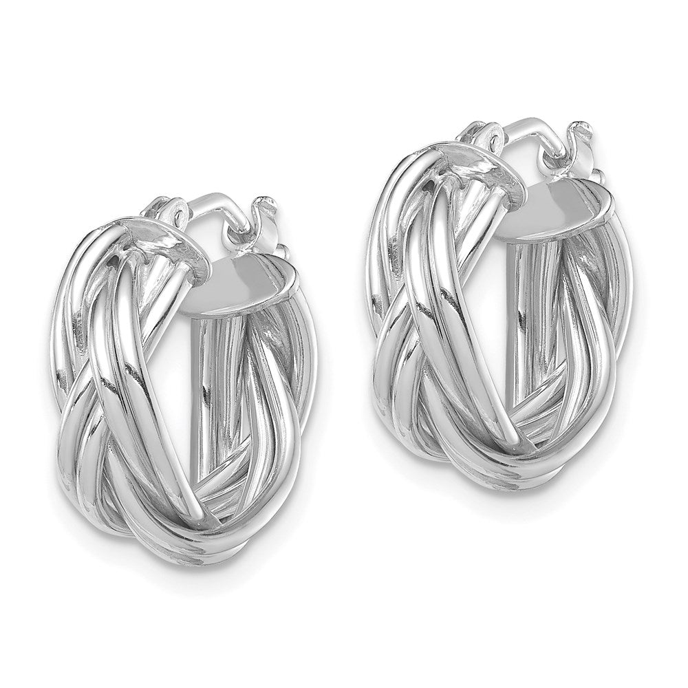 14k White Polished Braided Hoop Earrings