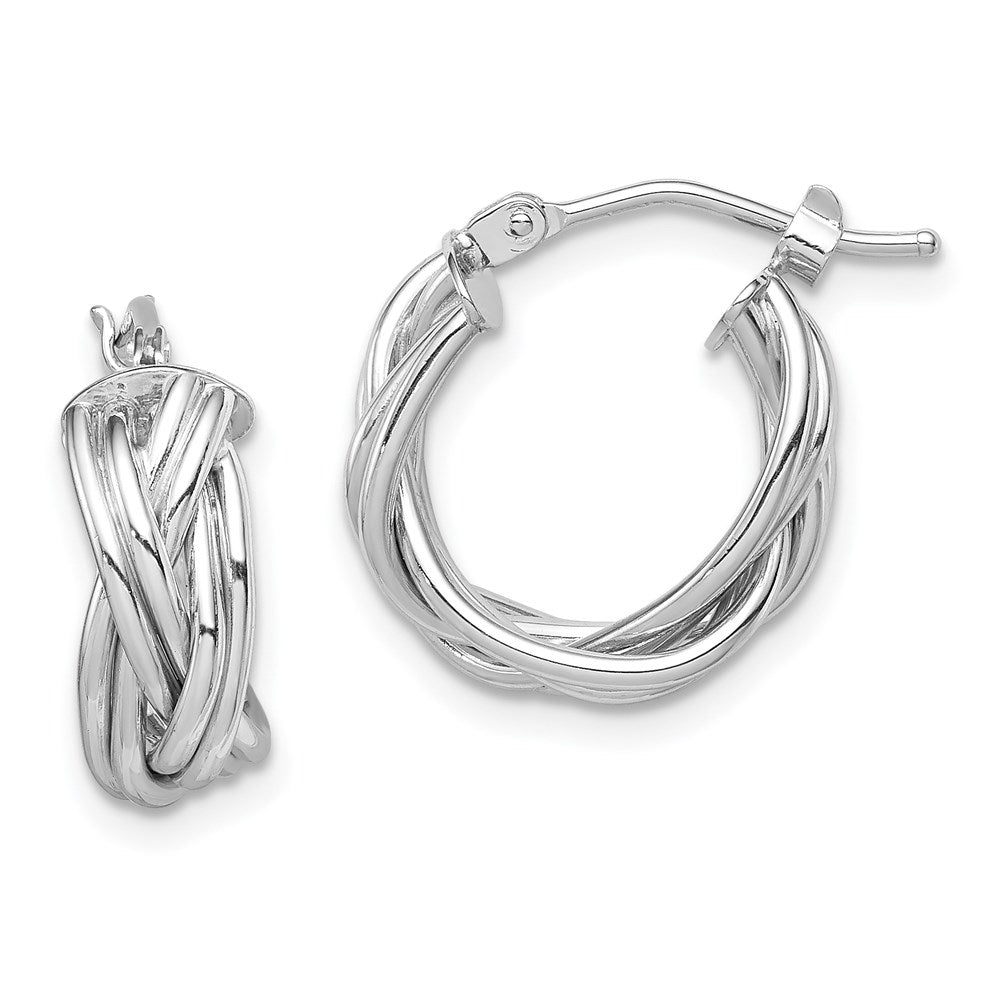 14k White Polished Braided Hoop Earrings