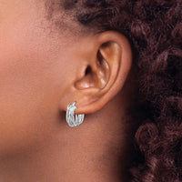 Thumbnail for 14k White Polished Braided Hoop Earrings