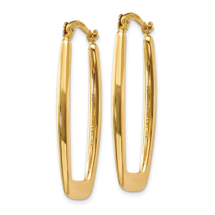 14k Polished 2.25mm Rectangle Hoop Earrings