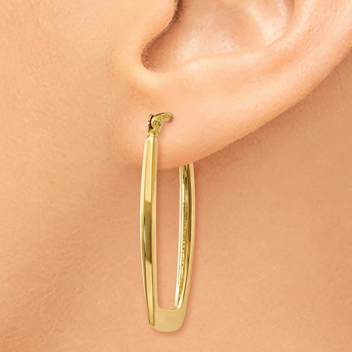 14k Polished 2.25mm Rectangle Hoop Earrings