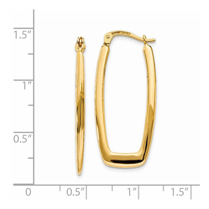 14k Polished 2.25mm Rectangle Hoop Earrings