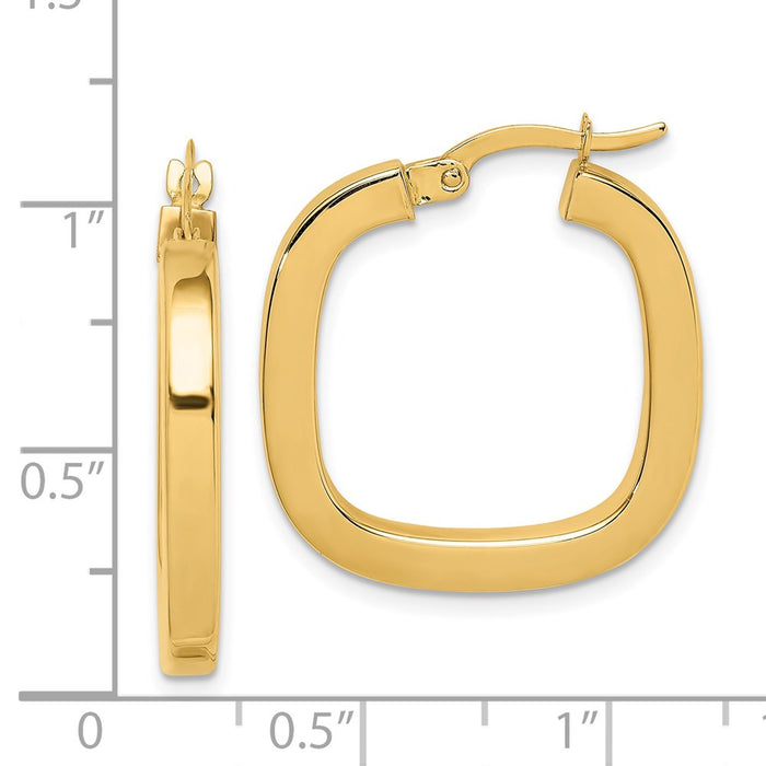 14K Square Tube Hollow Hoop Earrings