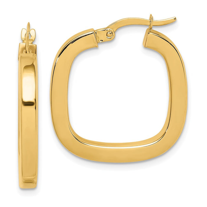 14K Square Tube Hollow Hoop Earrings