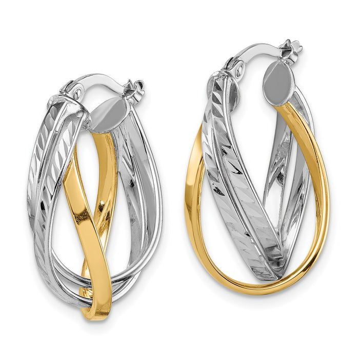 14K Two Tone Hoop Earrings