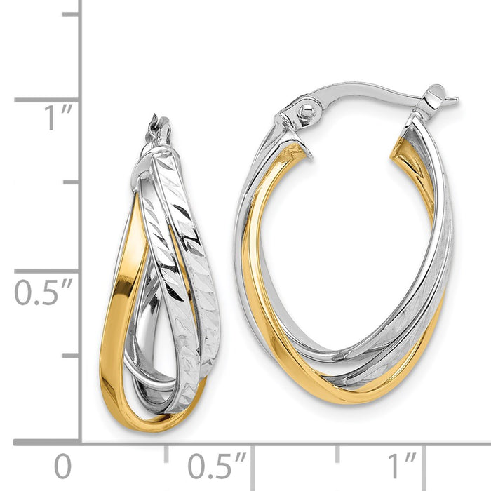 14K Two Tone Hoop Earrings