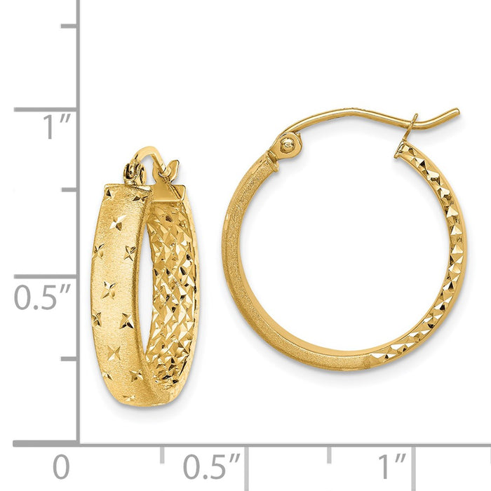 14k Polished Diamond-cut In/Out Hoop Earrings