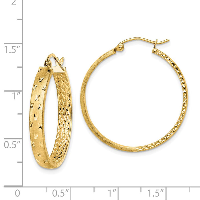 14k Polished Diamond-cut In/Out Hoop Earrings