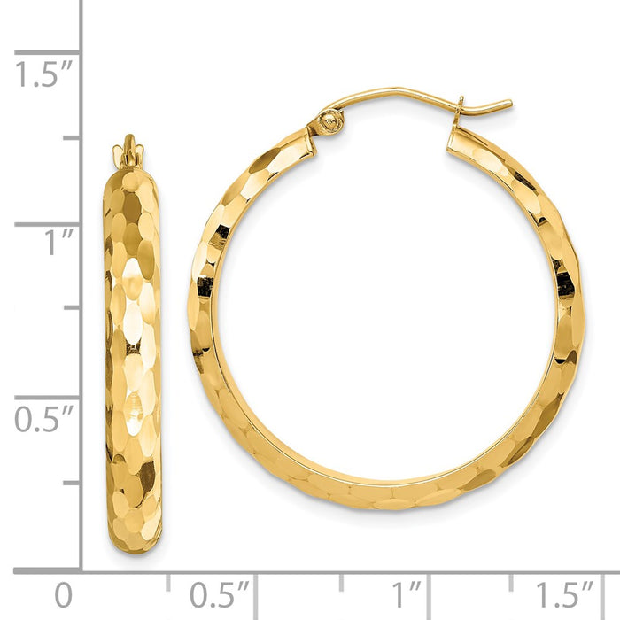 14k Diamond-cut Hoop Earrings