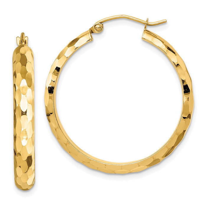 14k Diamond-cut Hoop Earrings