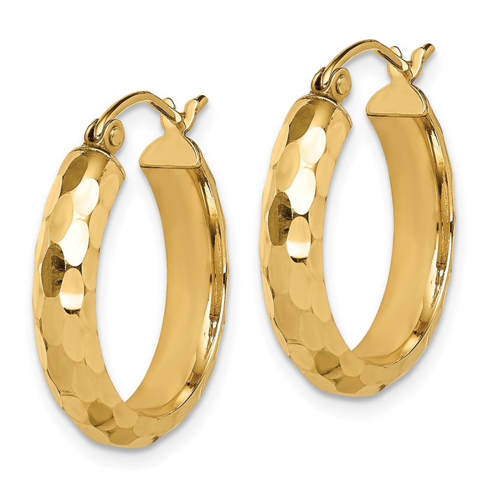 14k Diamond-cut Hoop Earrings