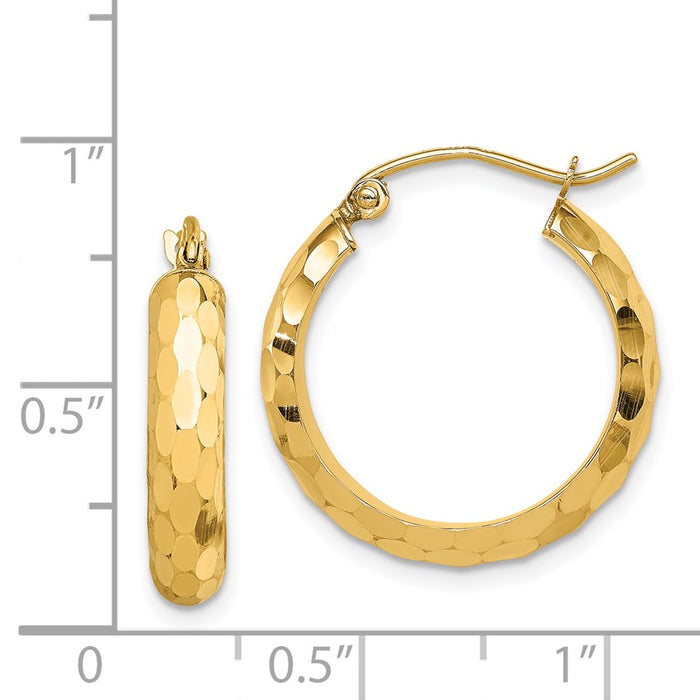 14k Diamond-cut Hoop Earrings