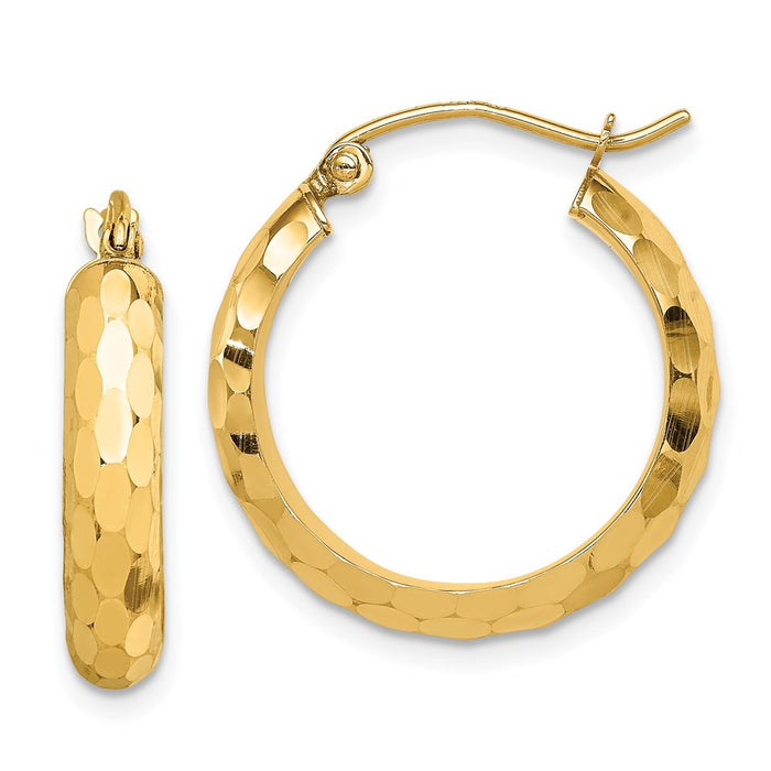 14k Diamond-cut Hoop Earrings